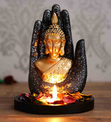 Handcrafted Palm Buddha with Tealight