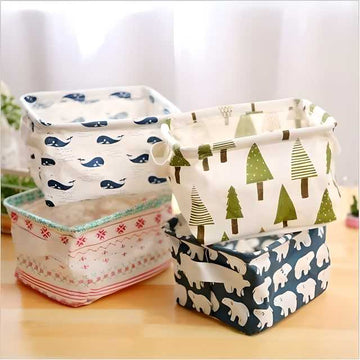 Canvas Fabric Storage Basket with Handle