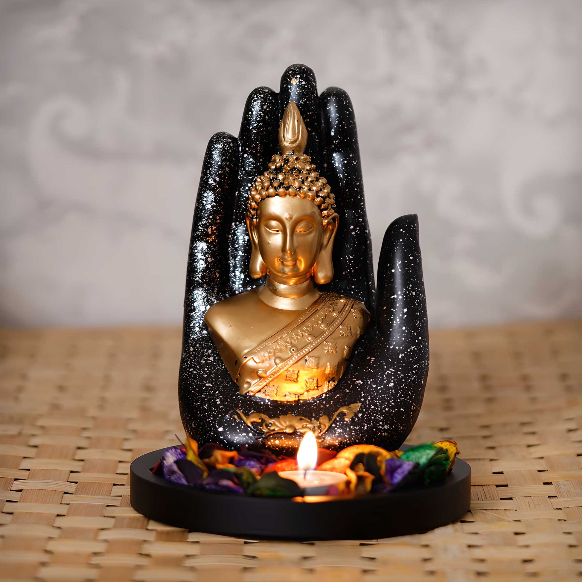 Handcrafted Palm Buddha with Tealight