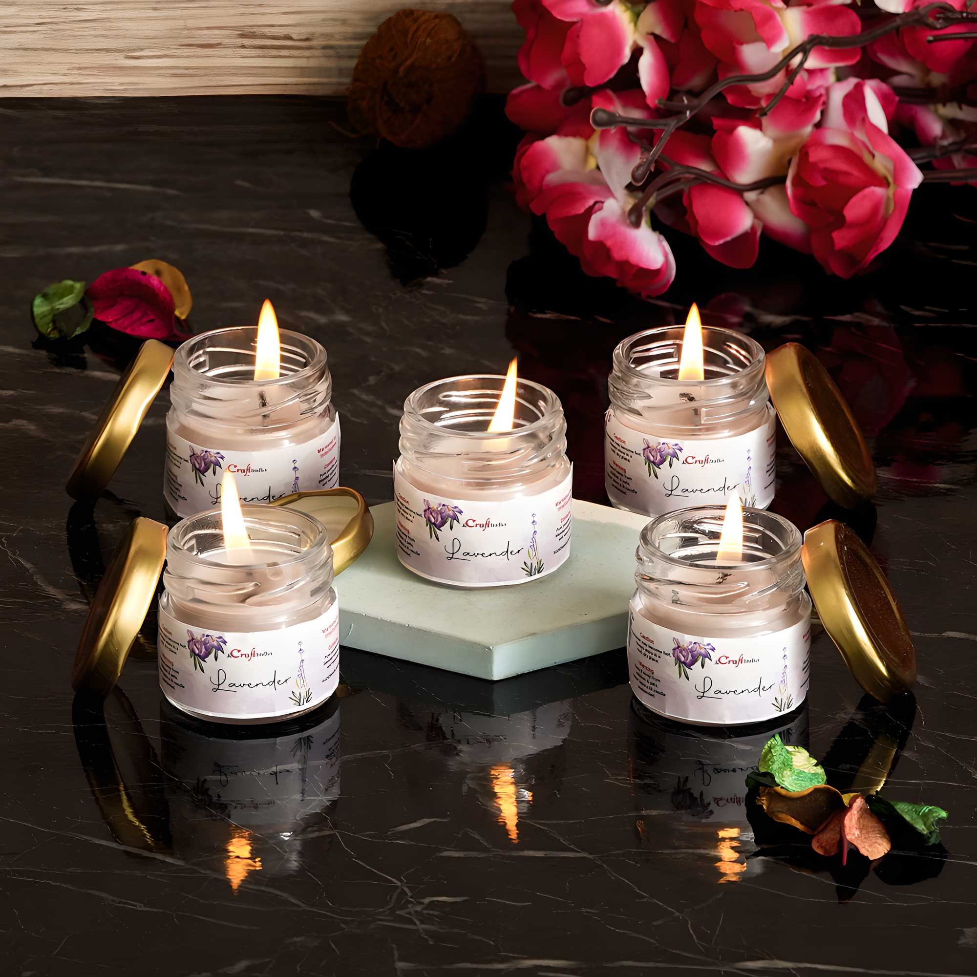 Lavender Scented Minijar Candle Set of 5 - what a shop
