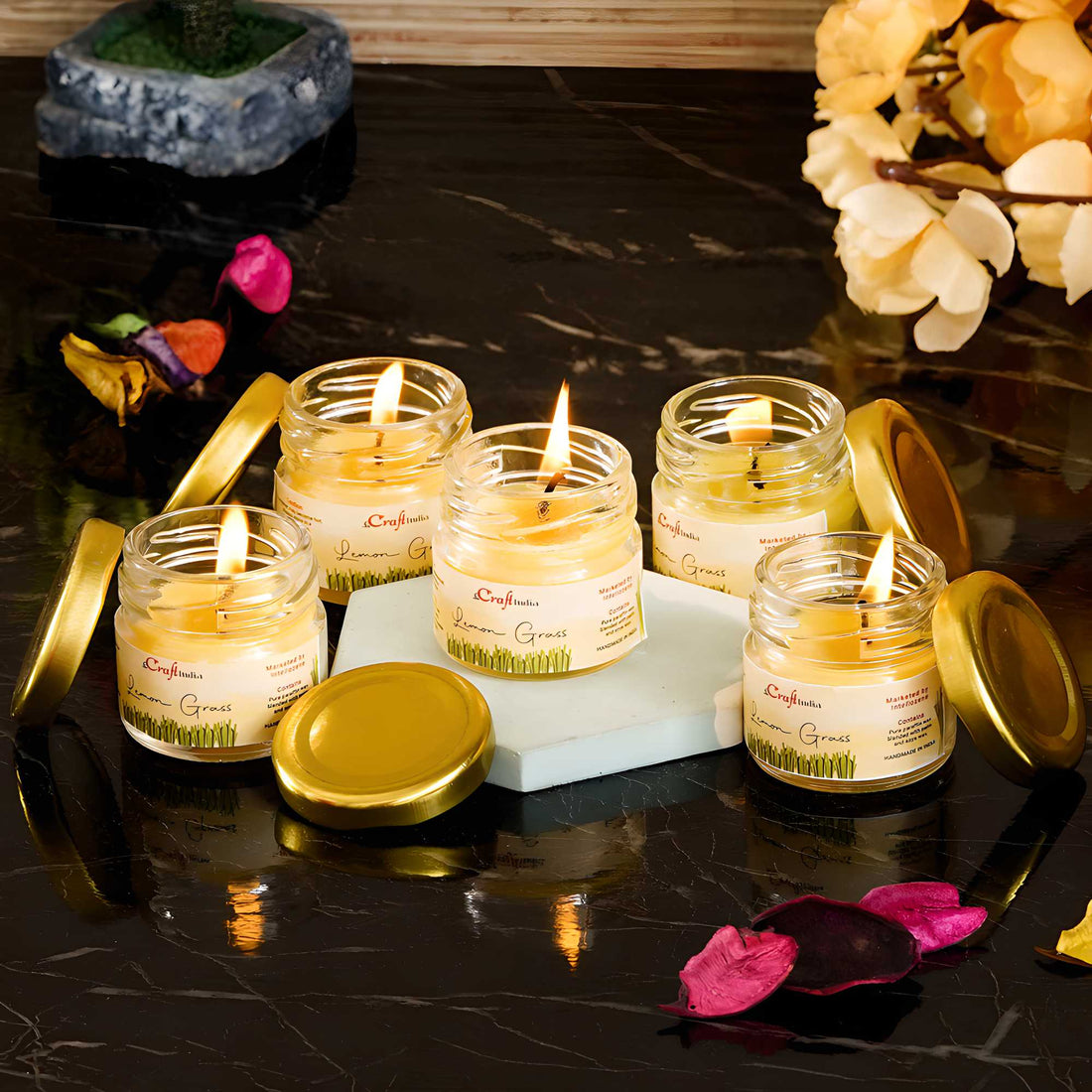 Lemon Grass Scented Mini jar Candle -what a shop