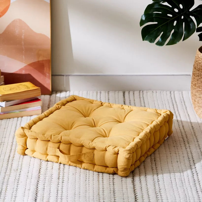 Tufted Floor Cushion - Mustard Yellow