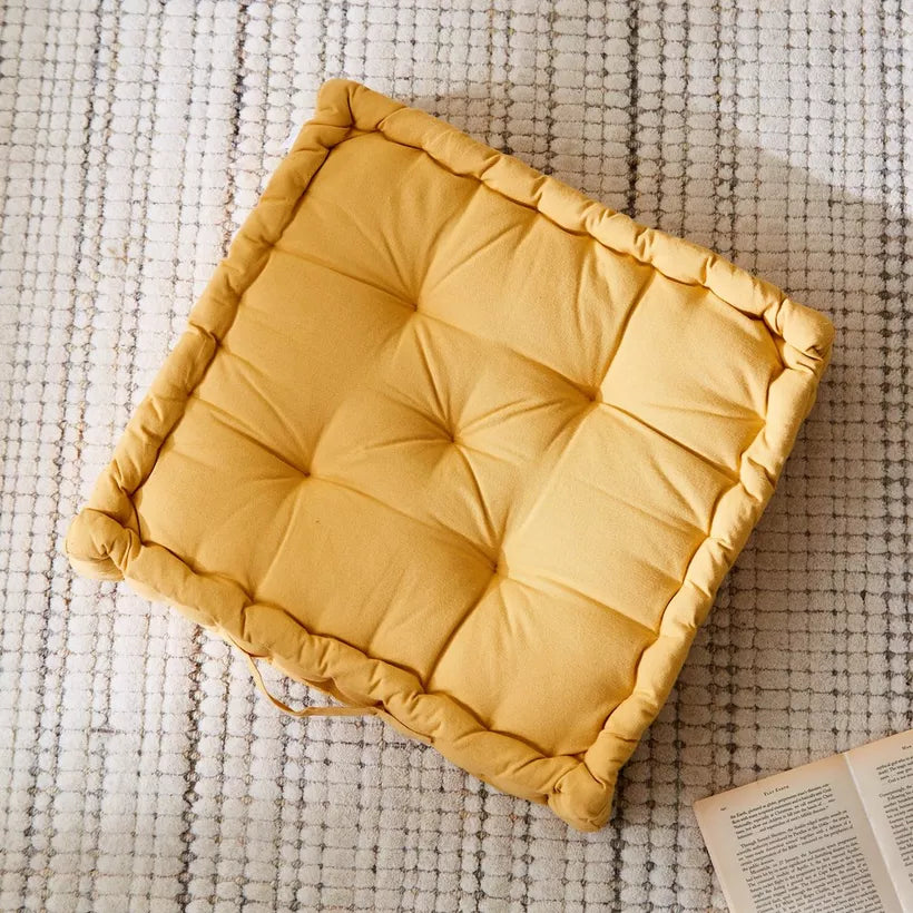 Tufted Floor Cushion - Mustard Yellow01