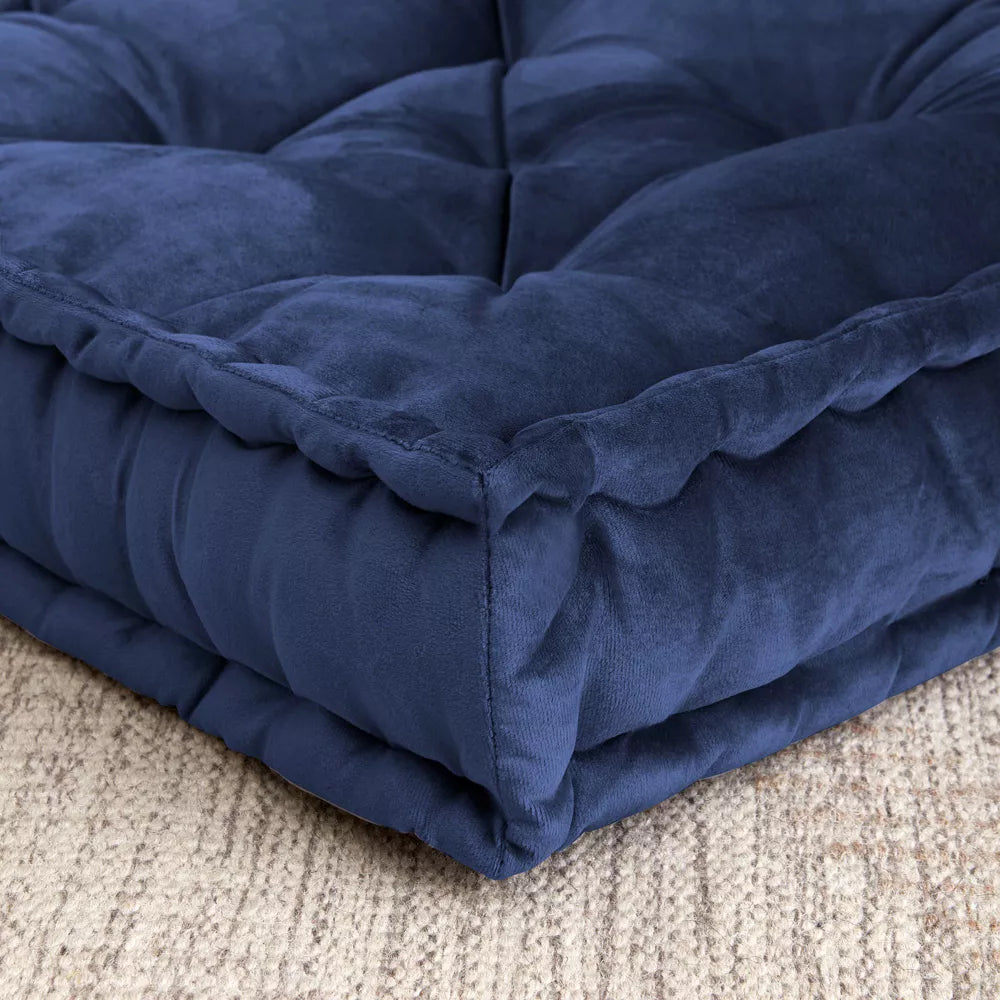 Tufted Floor Cushion 022- Blue  Set of 2