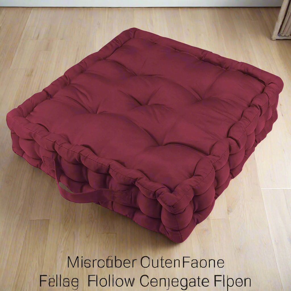 Tufted Square Floor Cushion01 - Maroon Color