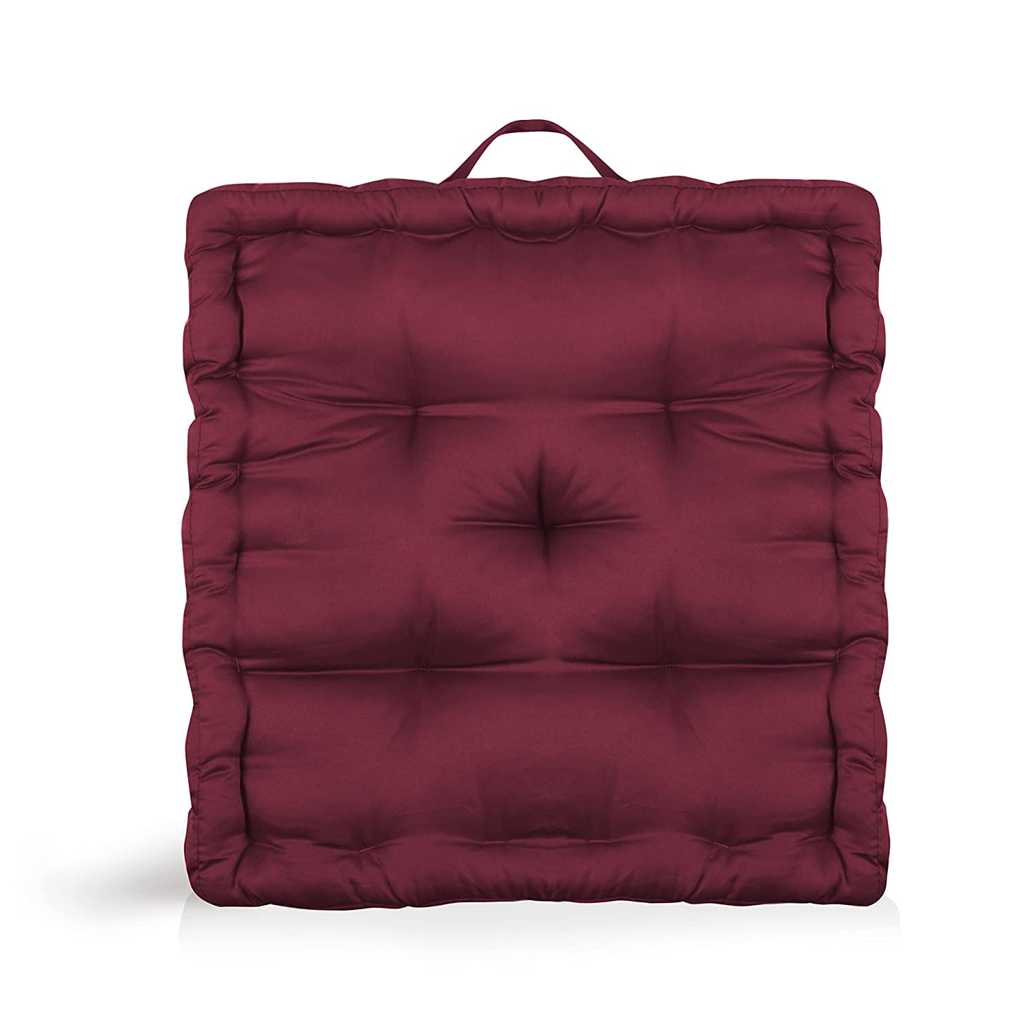 Tufted Square Floor Cushion02 - Maroon Color