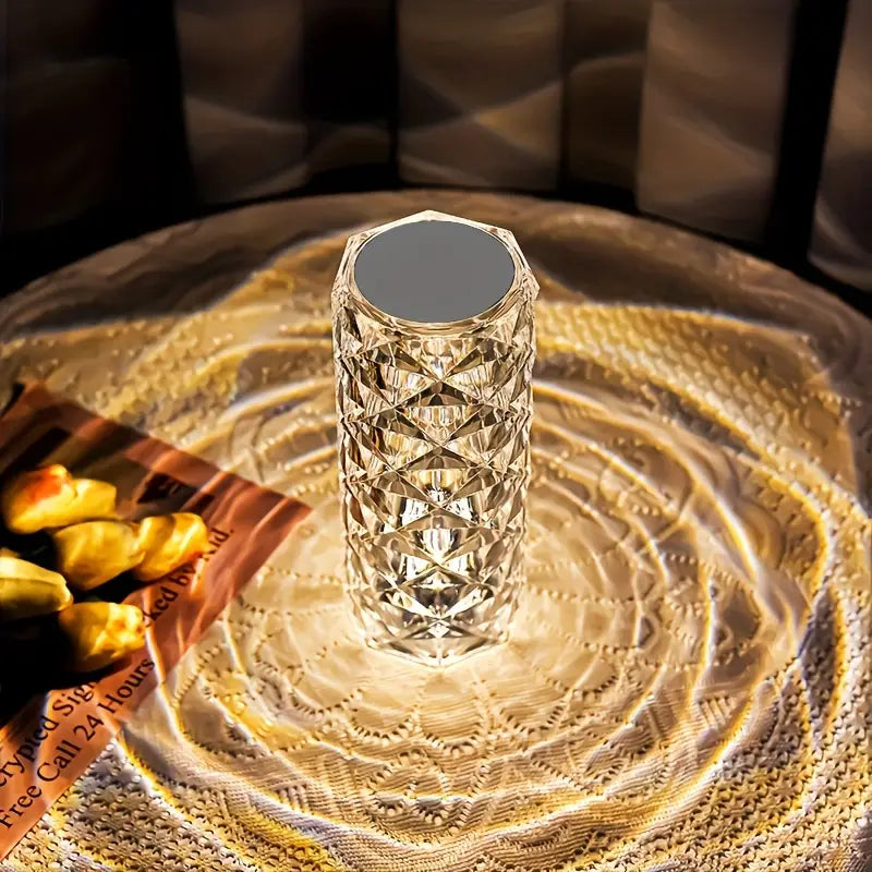 Crystal Lamp Rechargeable Touch Dimmable Table Lamp with 16 RGB Colors